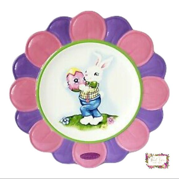 Christopher Radko CELEBRATIONS 12" Flower Shaped Dolomite Plate 2011 Bunny - Picture 6 of 6